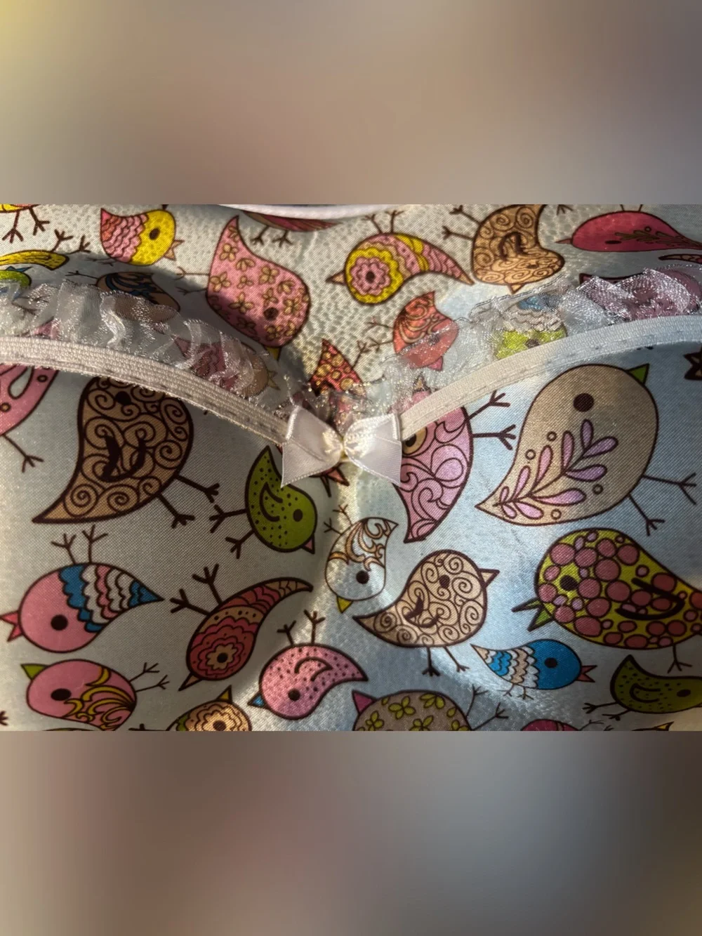 Bird-Print Bra Travel Case - Pink, Blue, Green, Yellow